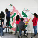 Fresque "Le je(u) et l'autre", en cours de réalisation